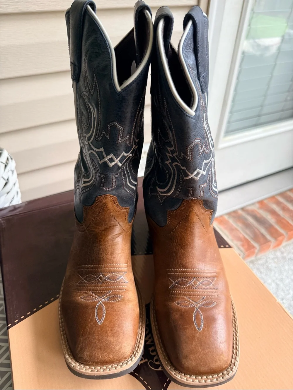 Little boys Two-Tone Western Cowboy Boots - Brown & Dark Gray